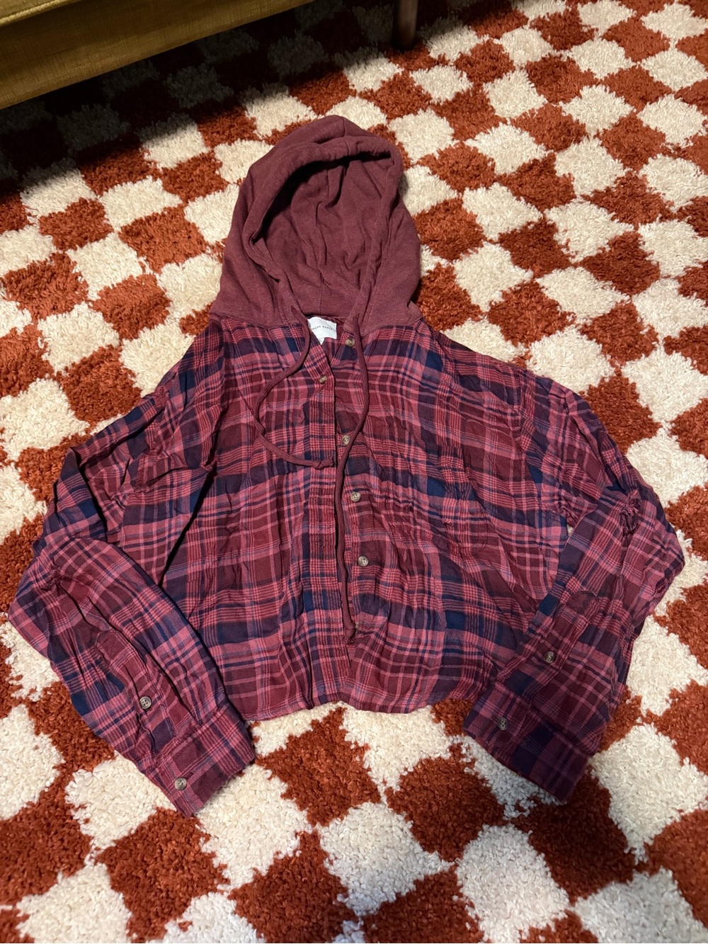 Like New American Eagle Crop Flannel with Hood Size M